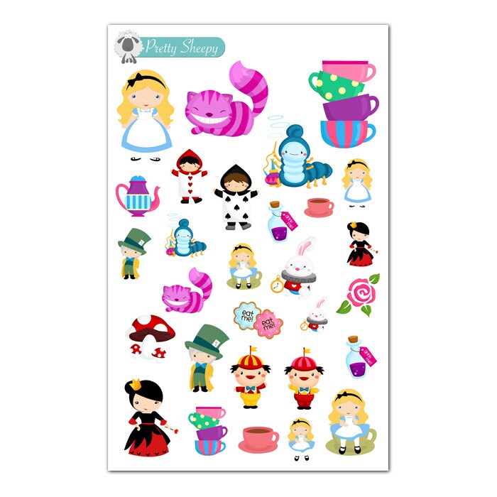 Alice in Wonderland Stickers Disney Planner Stickers | Etsy