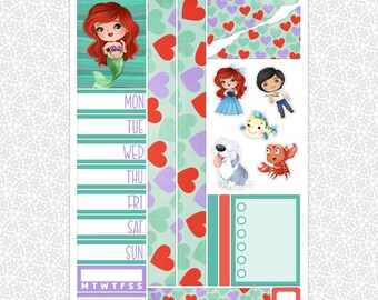 Planner Stickers Under the Sea Sampler | Ariel Little Mermaid Planning Bullet Junk Journal Scrapbook Kit