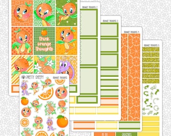 Planner Stickers Orange Thoughts | Orange Bird Weekly Planner Kit Functional Stickers Decorative Stickers Pretty Sheepy