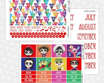 Monthly Planner Stickers Remember Me | Disney Coco Monthly Kit for Erin Condren Planners Pick Any Month!