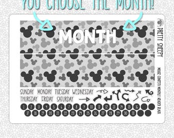 Monthly Planner Stickers Black Mouse Confetti Header | Monthly Kit for Erin Condren Planners Pick Any Month!