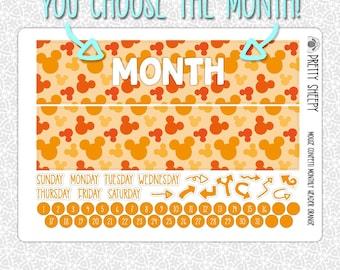 Monthly Planner Stickers Orange Mouse Confetti Header | Monthly Kit for Erin Condren Planners Pick Any Month!