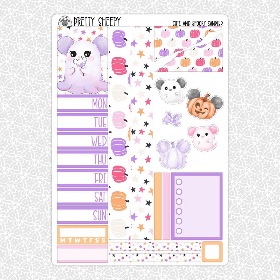 Planner Stickers Cute & Spooky Sampler | Halloween Planning Bullet Junk ...