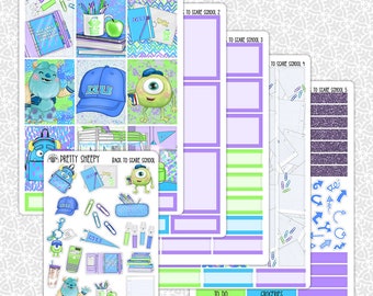 Planner Stickers Back to Scare School | Monsters Inc University Weekly Planner Kit Functional Stickers Decorative