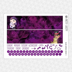 Pegatinas de planificador mensual Villain Sidekicks / Villanos Kit mensual para planificadores Erin Condren ¡Elige cualquier mes! Sheet 1 - Header