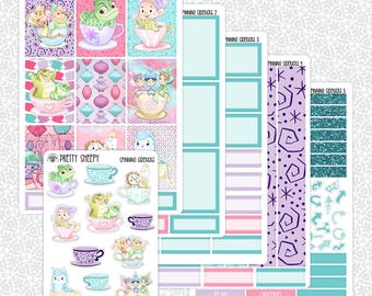 Planner Stickers Spinning Sidekicks | Mad Tea Party Cups Weekly Kit Functional Decorative Stickers