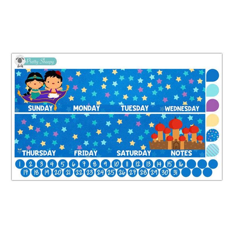 Aladdin Monthly Kit for EC Life Planner Disney Planner Stickers Pick any Month!