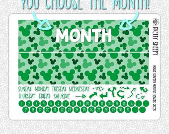 Monthly Planner Stickers Green Mouse Confetti Header | Monthly Kit for Erin Condren Planners Pick Any Month!