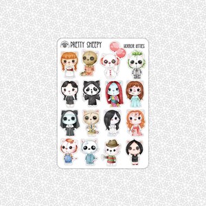 Horror Kitties Stickers | Cute Halloween Gift Idea Party Favors Planner Planning Bullet Junk Journal Scrapbook Stocking Stuffer