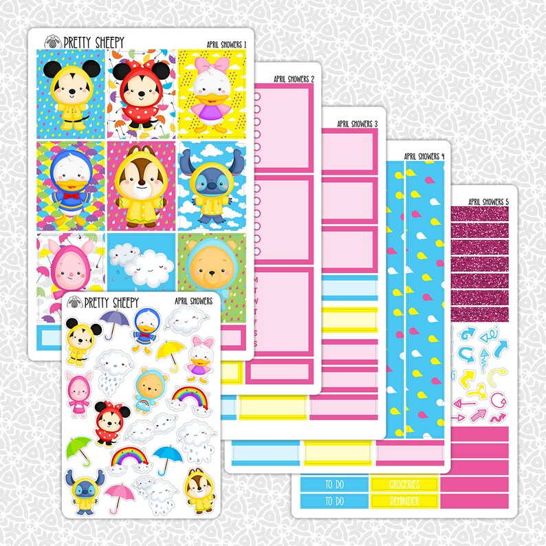Planner Stickers April Showers | Rainy Weekly Planner Kit Functional ...