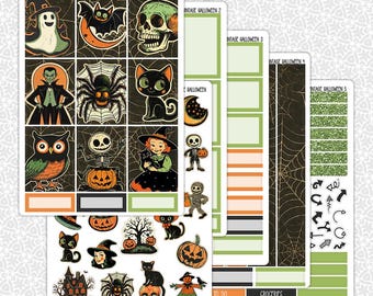 Planner Stickers Vintage Halloween | Weekly Planning Kit Functional Decorative