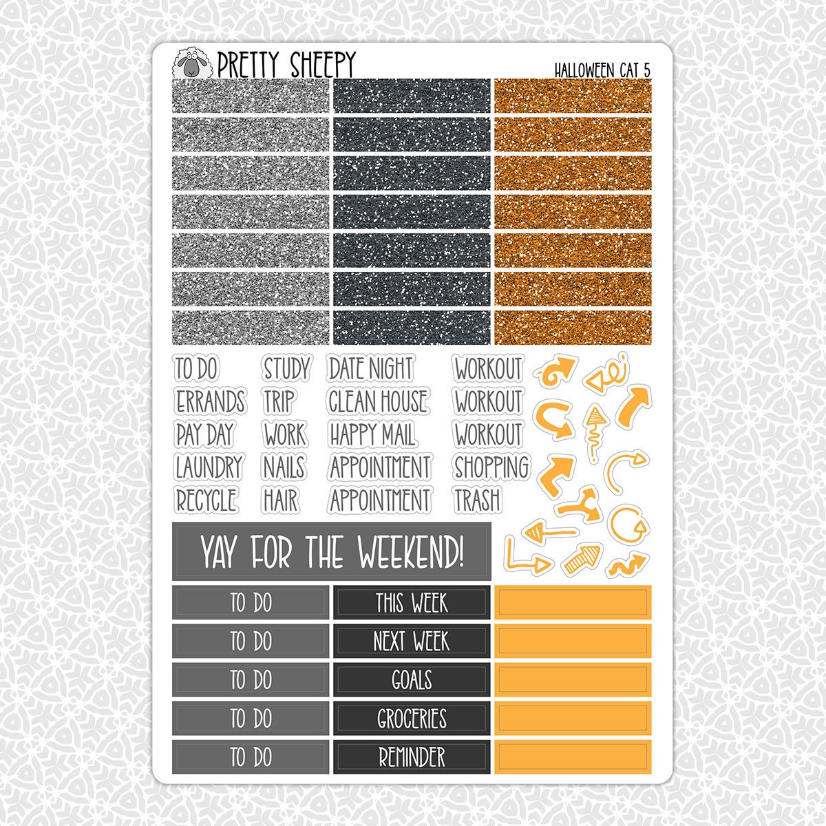 Halloween Cat Planner Stickers | Vertical Weekly Planner Kit Functional ...