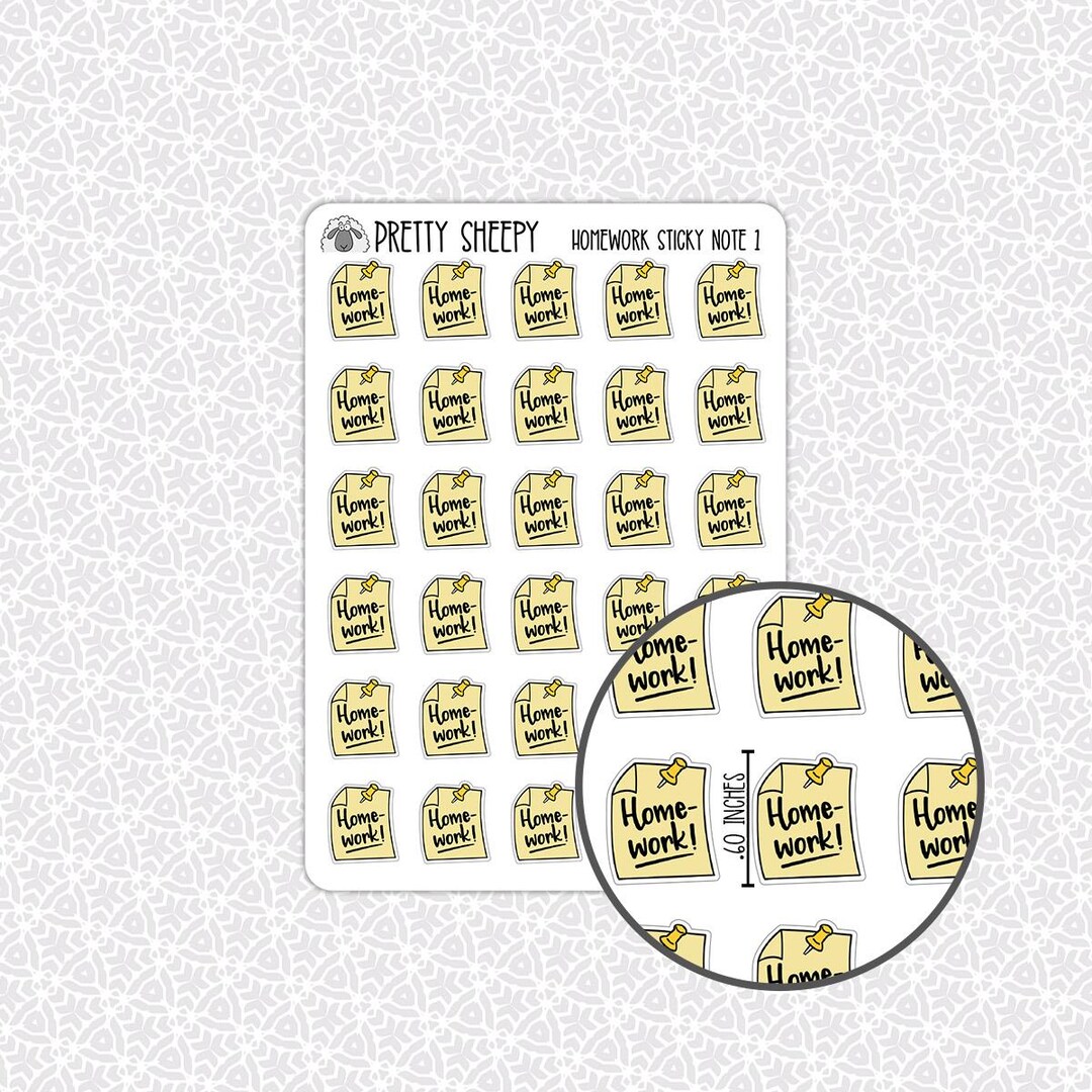 Sticky Note Homework Homework Sticky Note Reminder School Stickers Back to School Planner ...