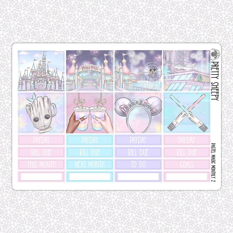 Pastel Magic Monthly Kit | Disney Monthly Planner Stickers for Erin ...