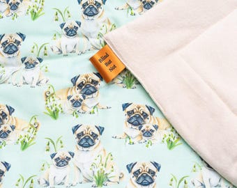 Blind But Not blankie - Mama and Puppy Pug