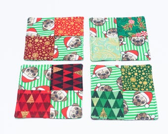 Blind But Not Coasters - Santa Pugs 1