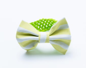 BBN Bowtie - Green and white stripes