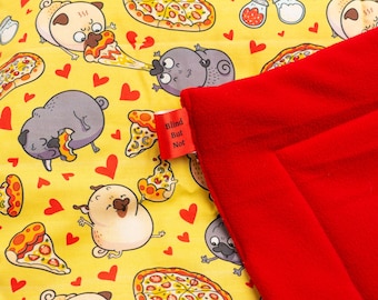 Blind But Not Blankie - Ink Pug Pizza pugs Black and Fawn