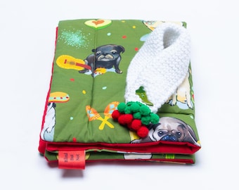 Blind But Not Stroller Blankie - Thomas Little Fiesta Pug plus Cinco de Mayo scarf!!