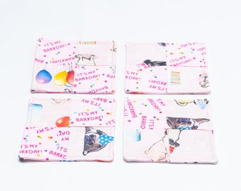 Blind But Not Coasters - Pink Birthday Pugs