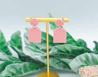 Light Pink Arch Clay Earring / Polymer Clay Dangle Earring / Valentine's Gift for Her / Romantic Earring