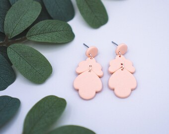 Peach Cloud Dangle Earring / Spring Clay Earring / Spring Statement Jewelry /  Bridesmaid Earring / Gift for Her