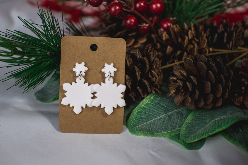 Winter Snowflake Earring / White / Large Dangle / Lightweight image 4