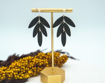 Black Tiered Drop Earring / Halloween Polymer Clay Dangle Earring / Statement Clay Earrings / Gift for Her