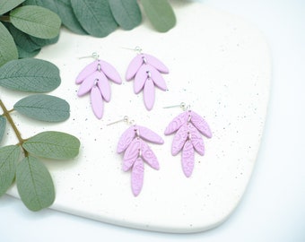 Pastel Purple Drop Earring / Texture Polymer Clay Dangle Earring / Statement Clay Earrings / Gift for Her