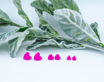 Pink Heart Stud Earring / Valentine's Day Earring / Lightweight Polymer Clay Earring