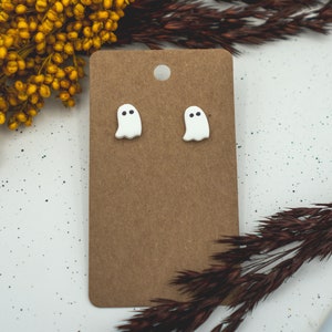 Ghost Earring / Halloween Polymer Clay Earring / White Ghost Stud / Gift for Kids