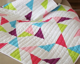 Modern Baby Quilt, Crib Quilt, Baby Girl Quilt, Quilts for Sale, New Mom Gift, Ready to Ship Quilt, Quilt on Sale