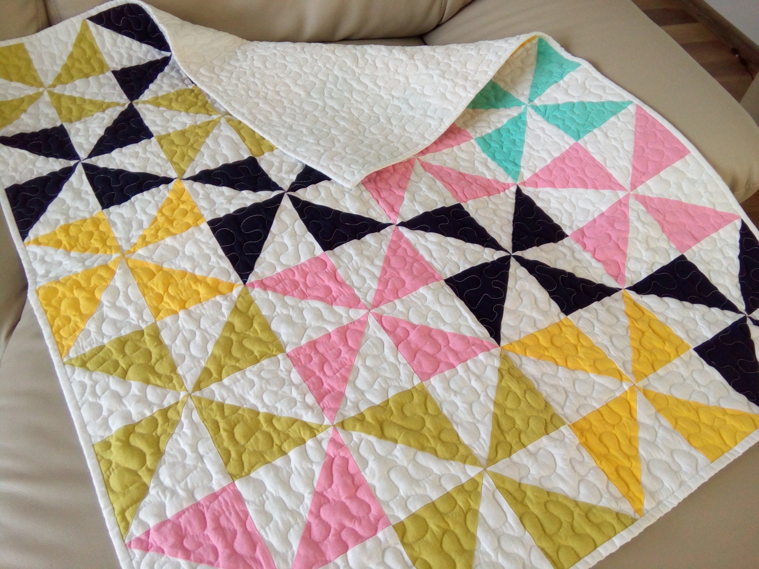 Pinwheel Baby Quilt / Baby Boy Pinwheel Quilt / Modern Crib Etsy