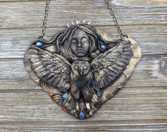 Labradorite Owl Goddess Necklace