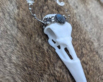 Labradorite 3d Printer Skull necklace
