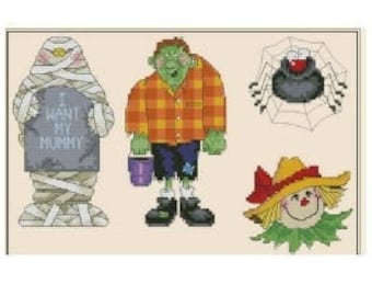 Süßes oder Saures Quickies Kreuzstichmuster - Halloween gruseliges Design - sofortiger digitaler PDF-Download