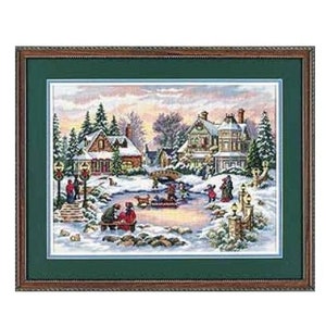 Patrón de punto de cruz navideño de invierno: un diseño nostálgico o atemporal. Descarga digital instantánea en PDF.