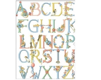 Alphabet with Birds and Animals Cross Stitch Pattern – Customizable Letters – Instant Digital PDF Download