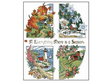 A Season for Everything Cross Stitch Pattern – Four Seasons Design – Instant Digital PDF Download