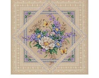 Flowers and Lace with Butterfly Cross Stitch Pattern – Elegant Floral & Nature Design – Instant Digital PDF Download
