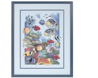Sea Tropical Exotic Profusion Cross Stitch Pattern – Vibrant Ocean & Tropical Design – Instant PDF Download