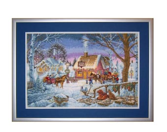 Sweet Snowy Christmas Memories Cross Stitch Pattern – Christmas Eve Holiday Scene – Instant Digital PDF Download