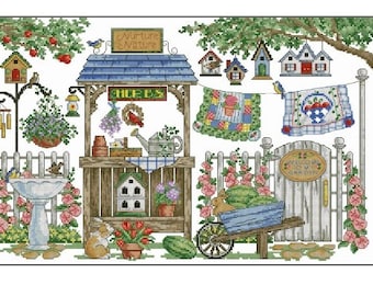 Garden Charm Cross Stitch Pattern – Beautiful Floral & Nature Design – Instant Digital PDF Download