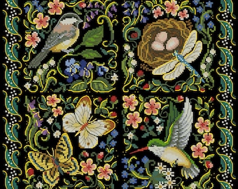 The Finery of Nature Birds Cross Stitch Pattern – Elegant Bird & Nature Design – Instant PDF Download