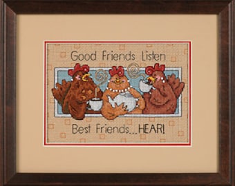 Good Friends Listen, Best Friends Hear Cross Stitch Pattern – Inspirational Quote Design – Instant Digital PDF Download