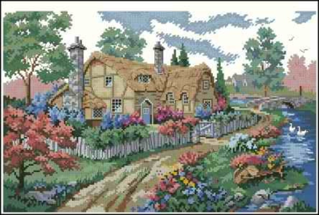 Cottage Edgewater Lane Cross Stitch Pattern – Cozy Cottage Design ...
