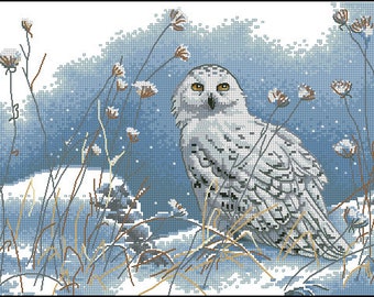 Northwind Owl Cross Stitch Pattern – Majestic Winter Owl Design – Instant PDF Download