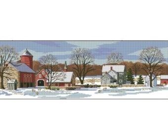Scenic Farm | Winter Farm Scene | Cross Stitch Pattern | Instant Digital PDF download