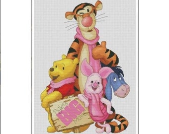 Disney Winnie the Pooh and Friends Cross Stitch Pattern – Cute Bear & Friends Embroidery – Instant Digital PDF Download