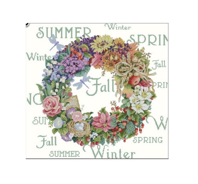 Wreath of All Seasons | Wreath Cross Stitch Pattern